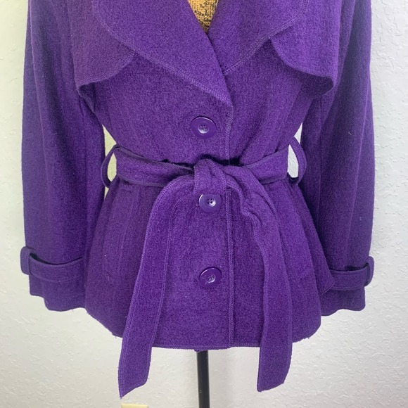 SANDRO Wool Structured VNeck Collared Belted Button Front Business Office Blazer - Picture 7 of 13